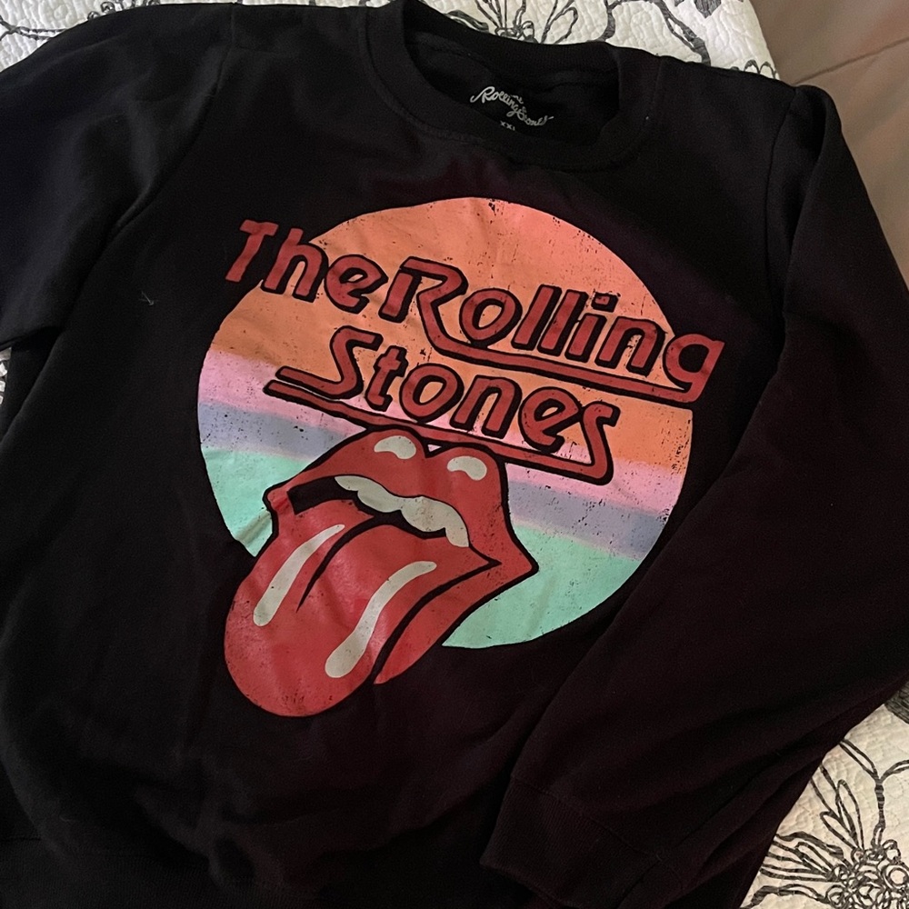 The Rolling Stones Black Sweatshirt with Multicolor Logo
